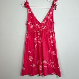 American Eagle Outfitters Cotton Modal Pink Floral Tie Shoulder Sun Dress Size M